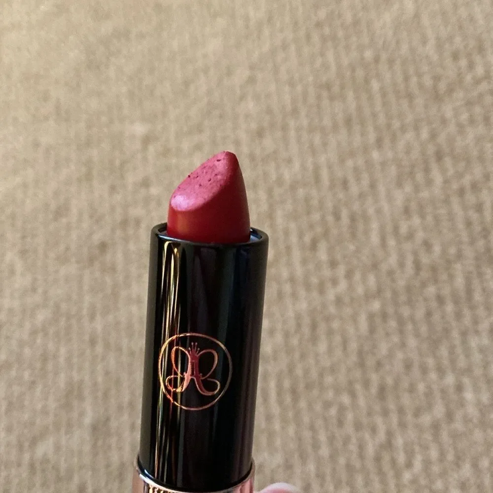 Anastasia Beverly Hills Matte Lipstick Ruby Red Full Size Discontinued Swatched